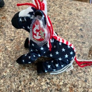 4th of July Beanie Baby Donkey Lefty 2000